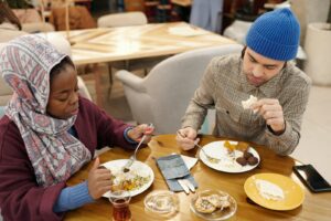 Couple Eating in Restaurant