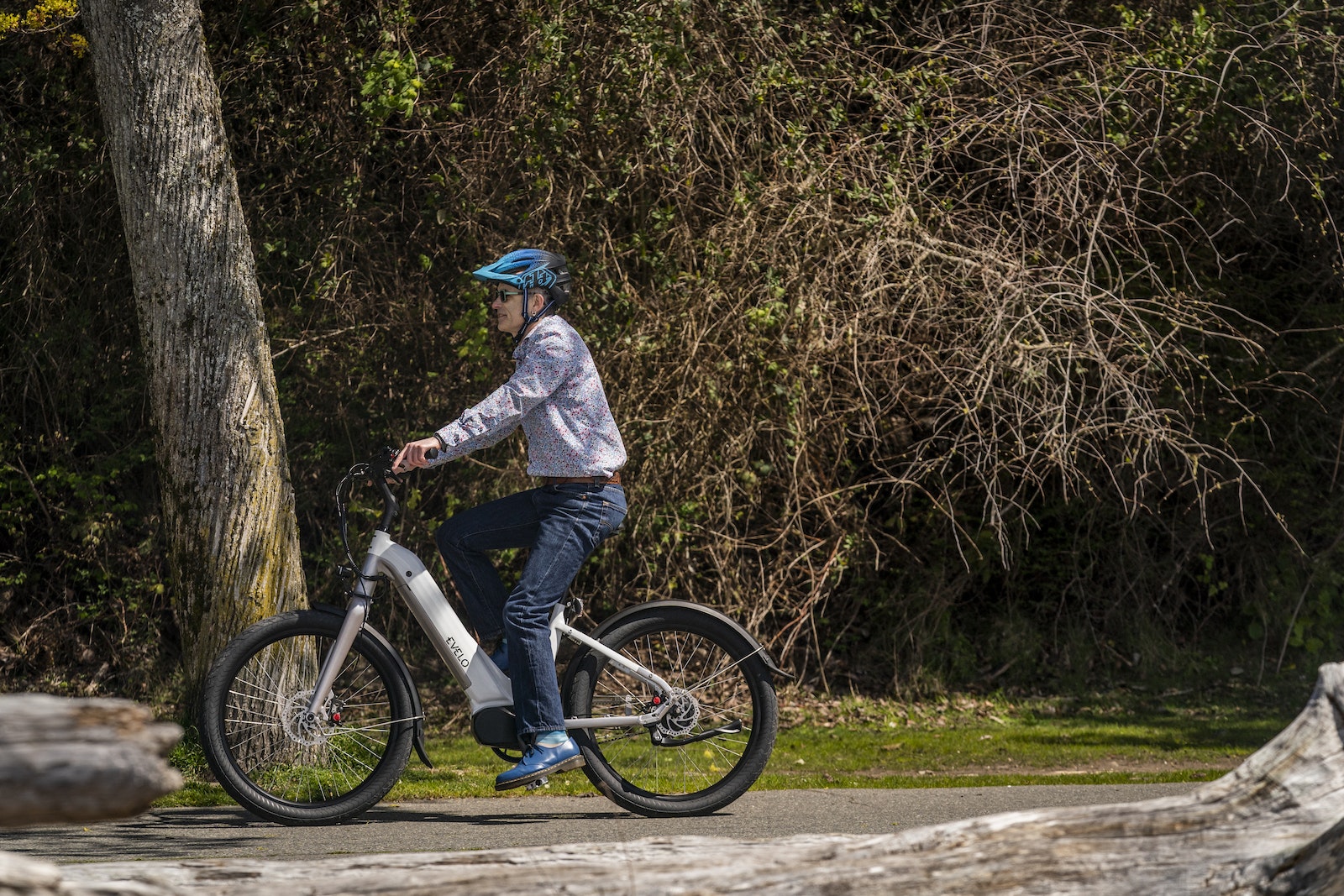 A Man Riding an Electric Bicycle