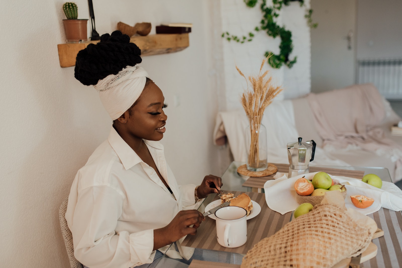 A Woman Eating Breakfast